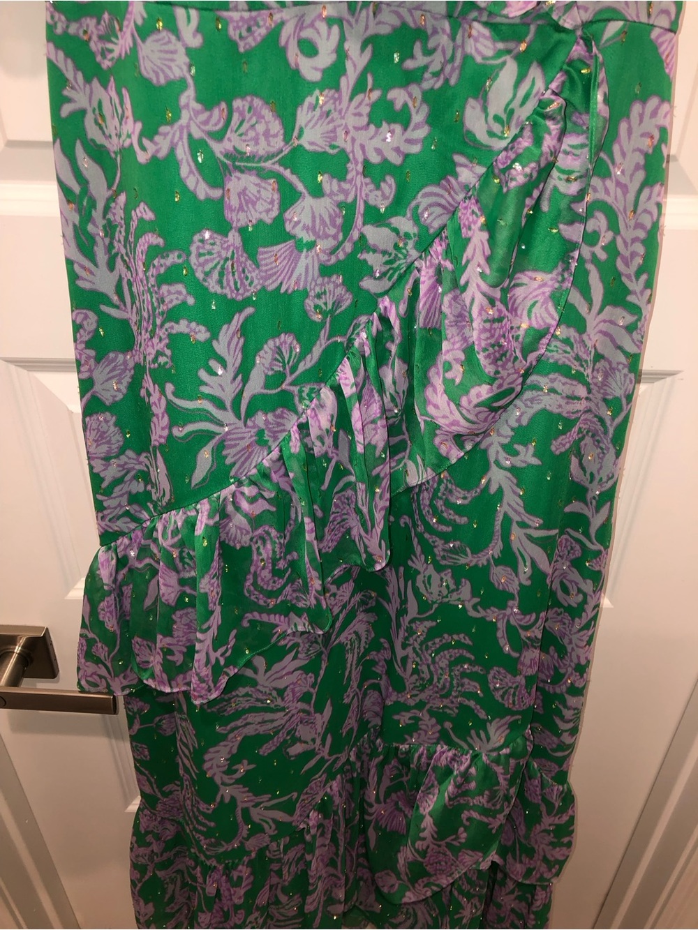 Lilly Pulitzer x Anthropologie Rosalynn Ruffle Maxi Dress Gown sz 8 - Picture 7 of 9